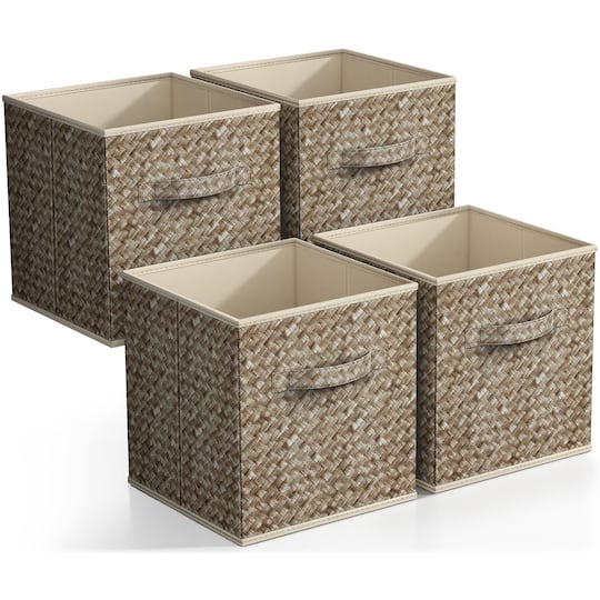 Sorbus 11" Beige Woven Foldable Storage Cubes, 4ct.